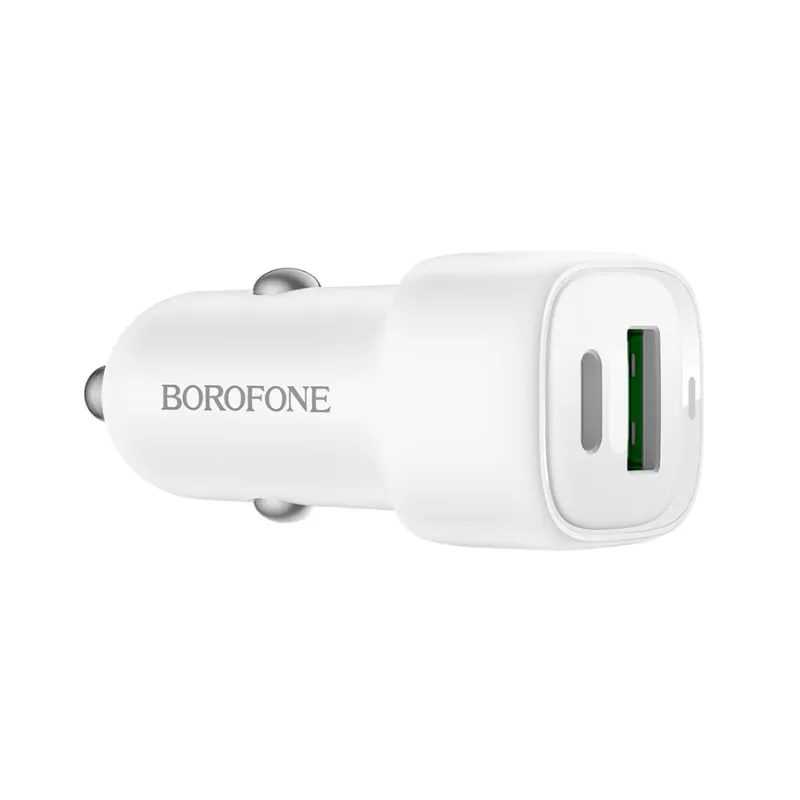 BOREFONE Z34B 38W DUAL PORT CAR CHARGER SET WITH TYPE-C TO C CABLE / WHITE COLOUR