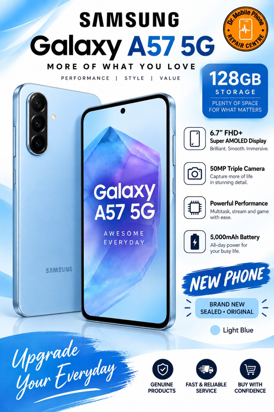 Samsung Galaxy A57 5G – 128GB – Light Blue