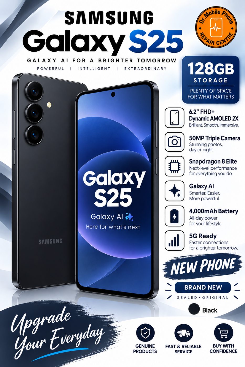 Samsung Galaxy S25 – 128GB – Black/Blueblack