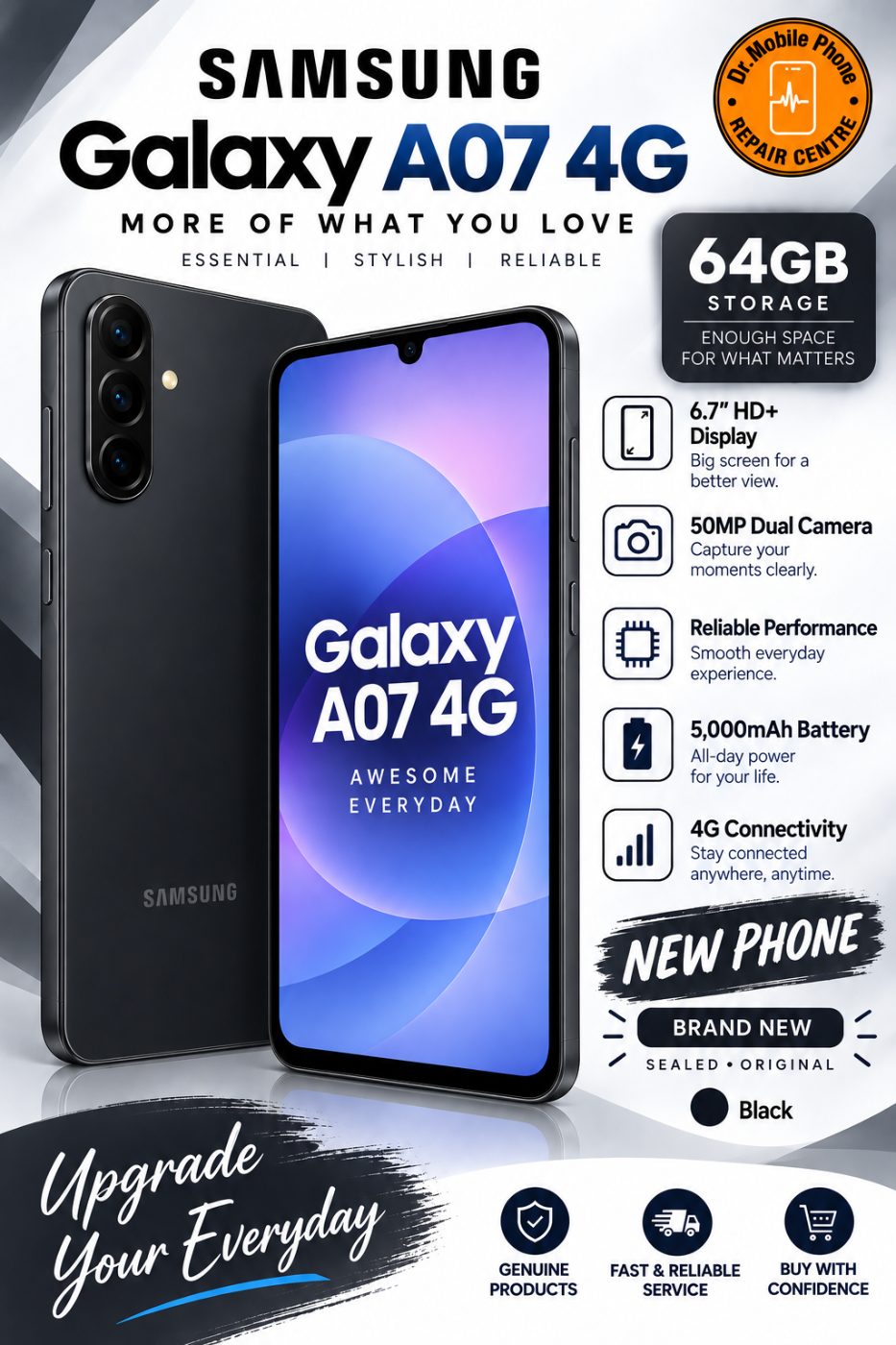 Samsung Galaxy A07 4G – 64GB – Black