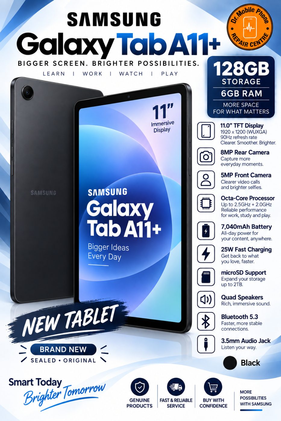 📱 Samsung Galaxy Tab A11+ – 128GB – Black/Grey