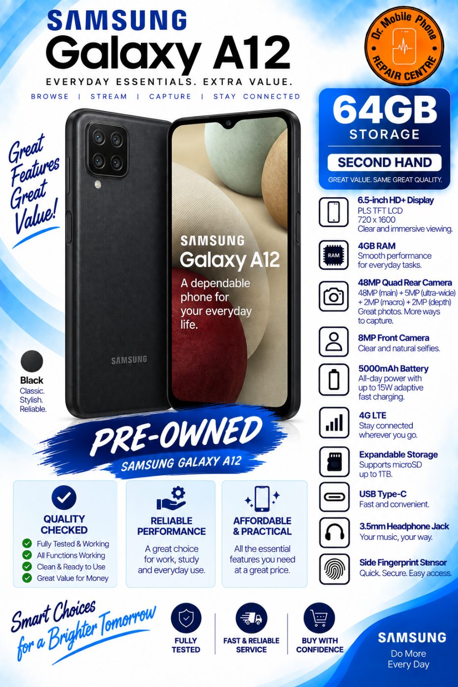Samsung Galaxy A12 – 64GB – Black / pre-owned