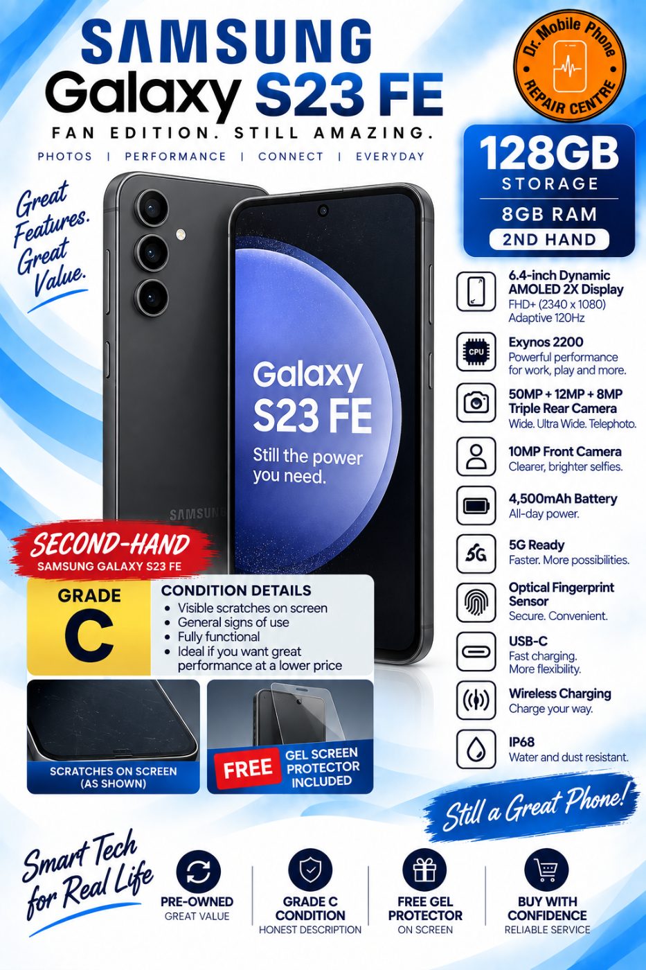 📱 Samsung Galaxy S23 FE – 128GB – Black / pre-owned