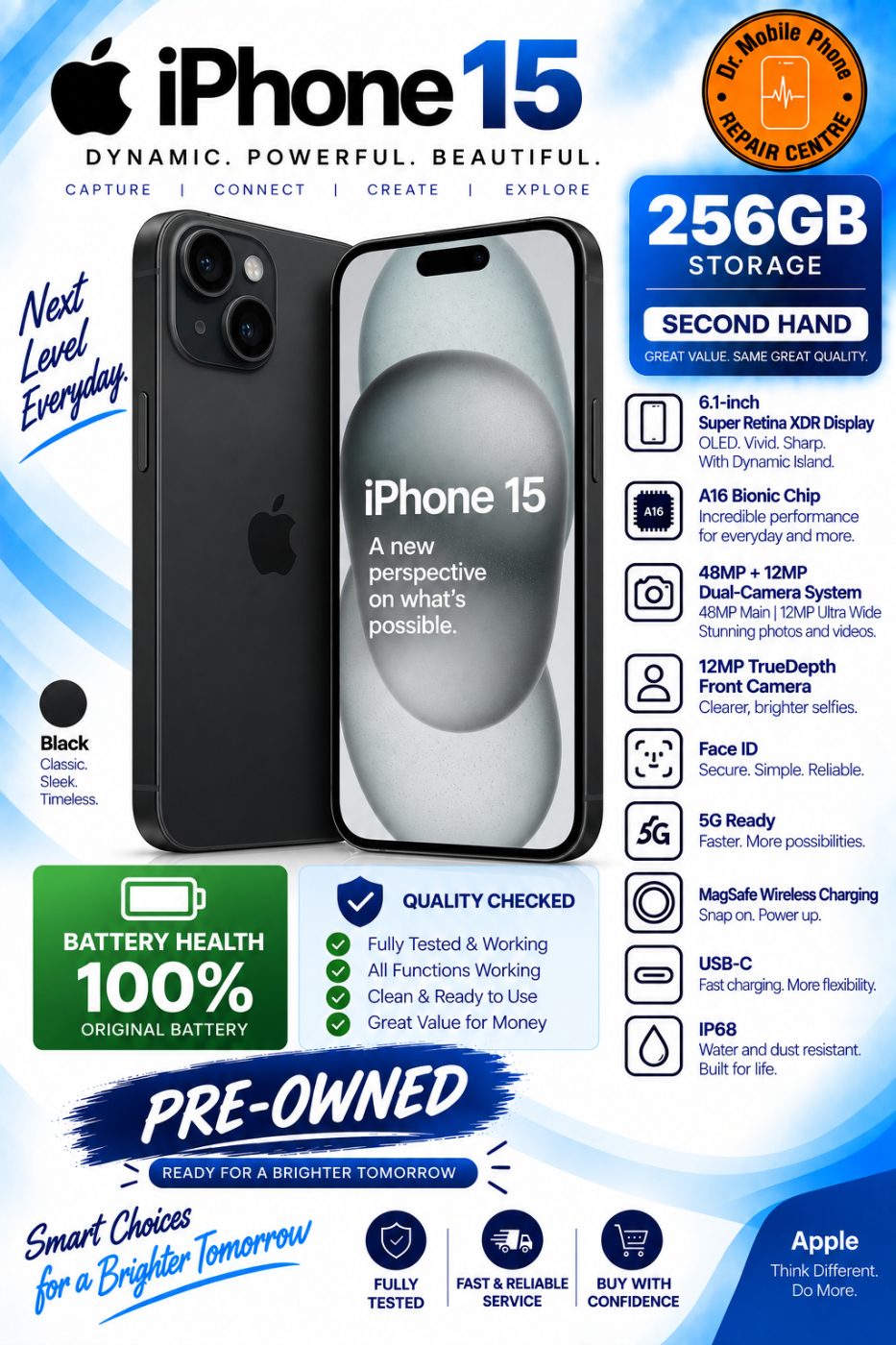 iPhone 15 256GB – Black | Pre-Owned