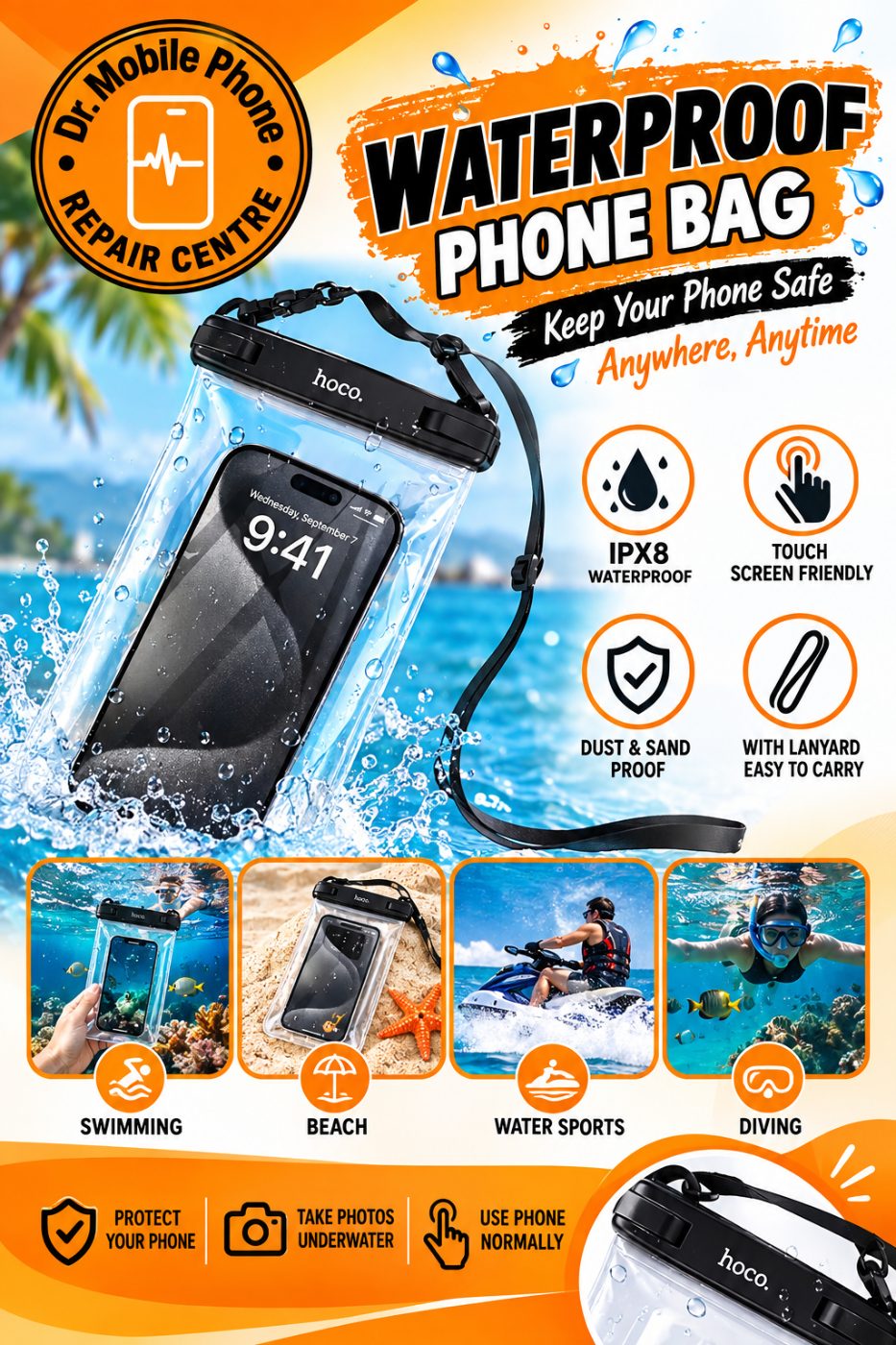 Hoco HX52 Transparent mobile phone waterproof bag thumbnail 3